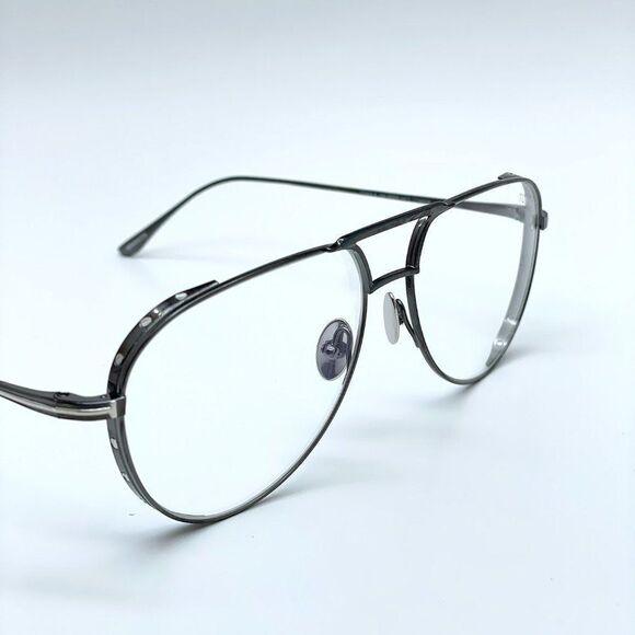 NEW Tom Ford TF5658 008 Shiny Gunmetal Aviator Unisex Eyeglasses - Picture 9 of 13
